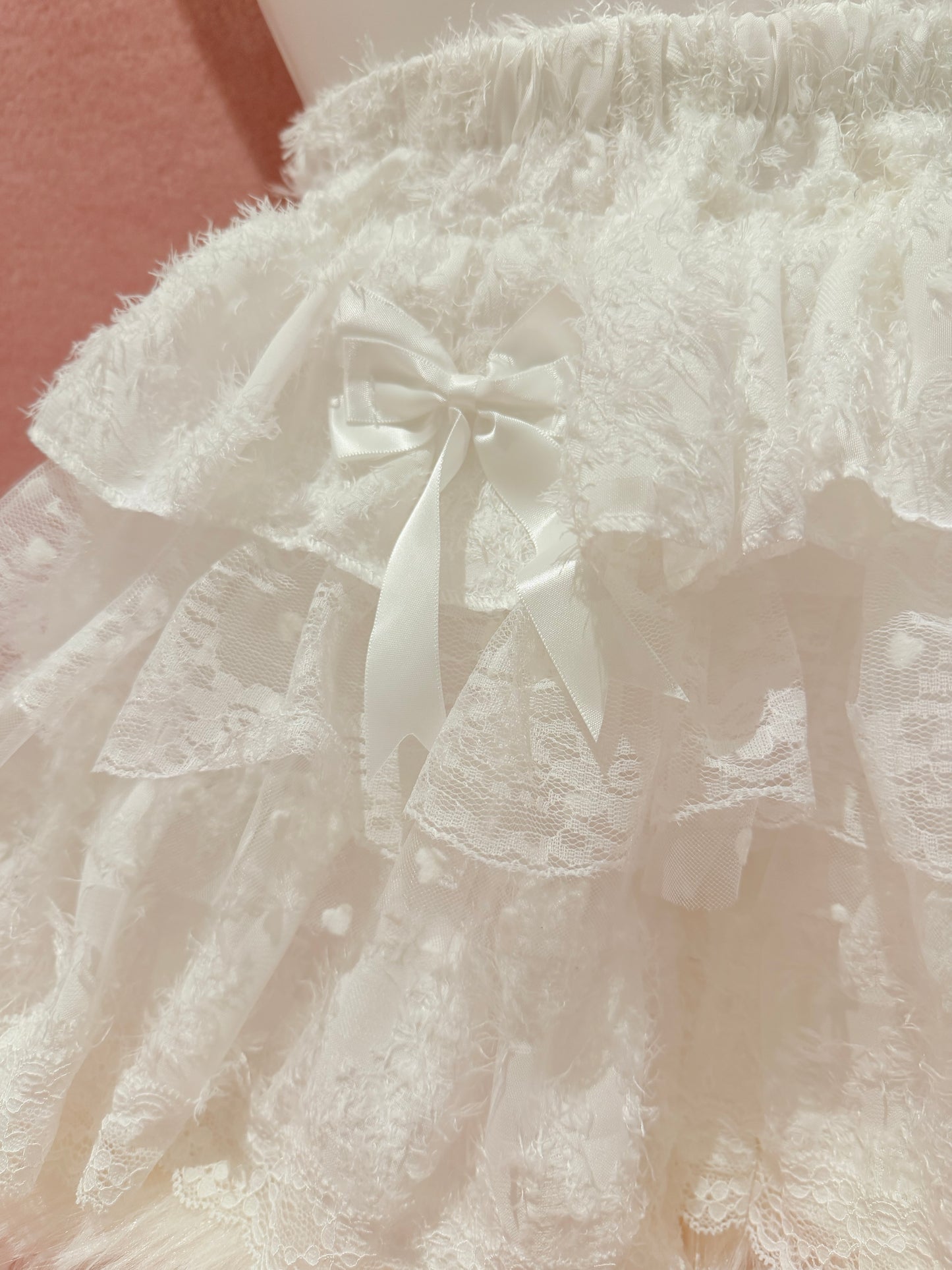 Y2K White Princess 5-Layer Lace Puffy Mini Cake Skirt Bow Heart Kawaii Style