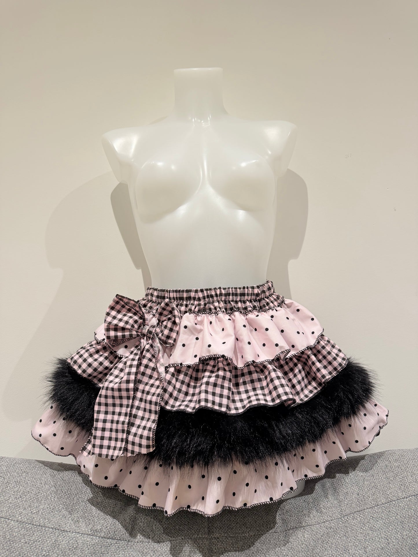 Y2K Pink Fuzzy Kawaii Lolita Puffy Mini Cake Skirt