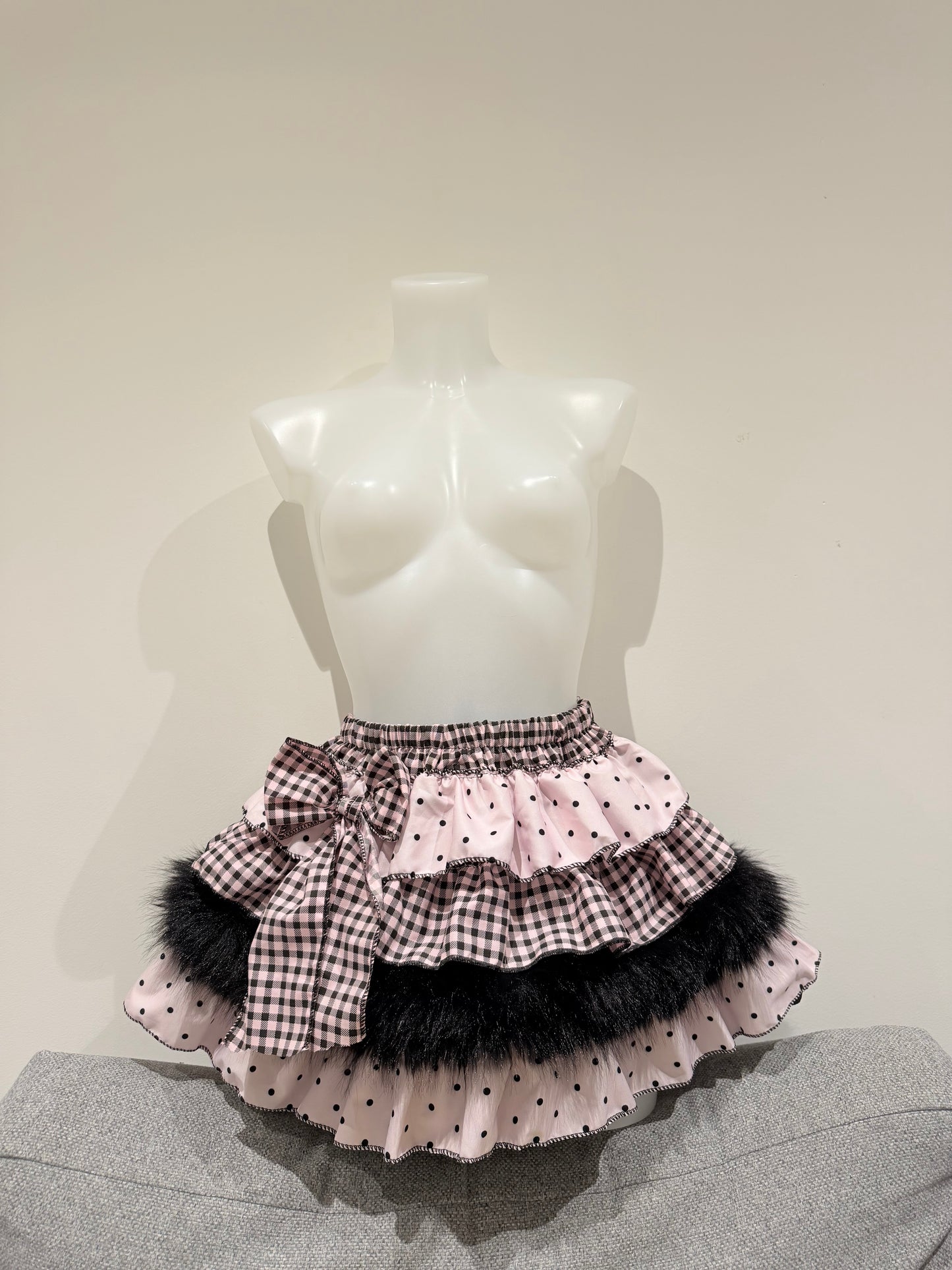 Y2K Pink Fuzzy Kawaii Lolita Puffy Mini Cake Skirt