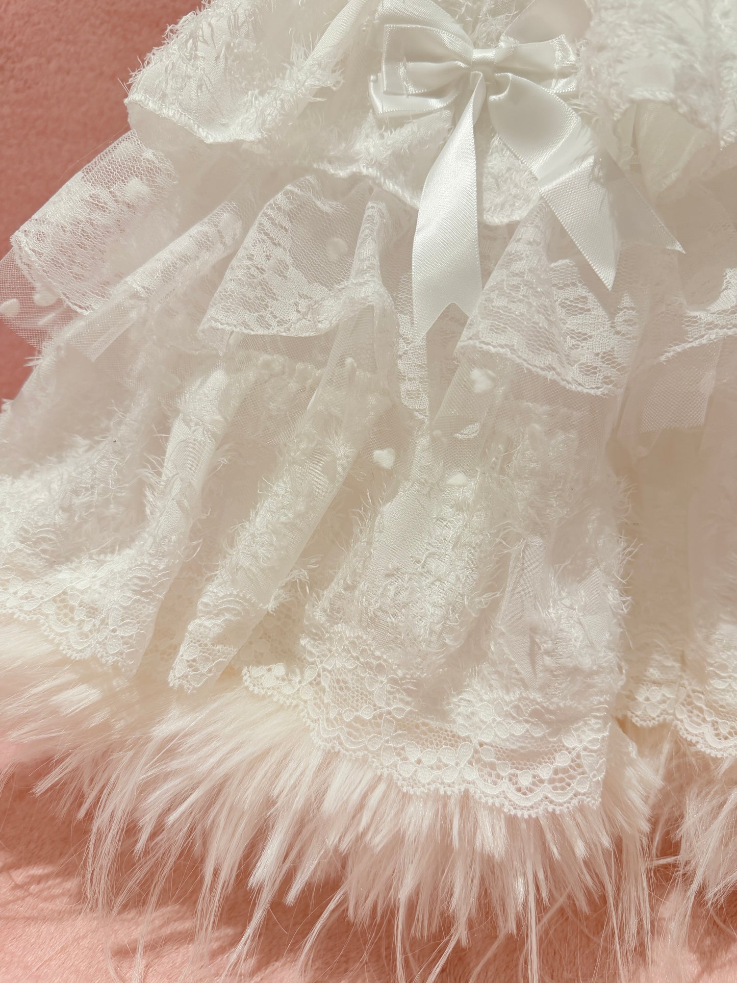 Y2K White Princess 5-Layer Lace Puffy Mini Cake Skirt Bow Heart Kawaii Style