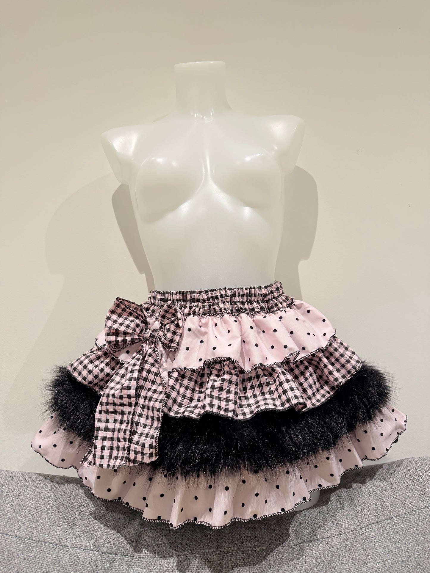 Y2K Pink Fuzzy Kawaii Lolita Puffy Mini Cake Skirt