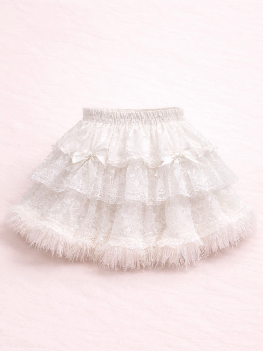 Y2K White Princess 5-Layer Lace Puffy Mini Cake Skirt Bow Heart Kawaii Style