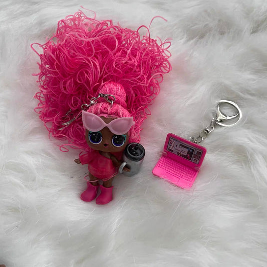 Vintage Y2K L.O.L. Cute Pink Hair Doll Bundle – Punk Cute Keychain Bag Charm