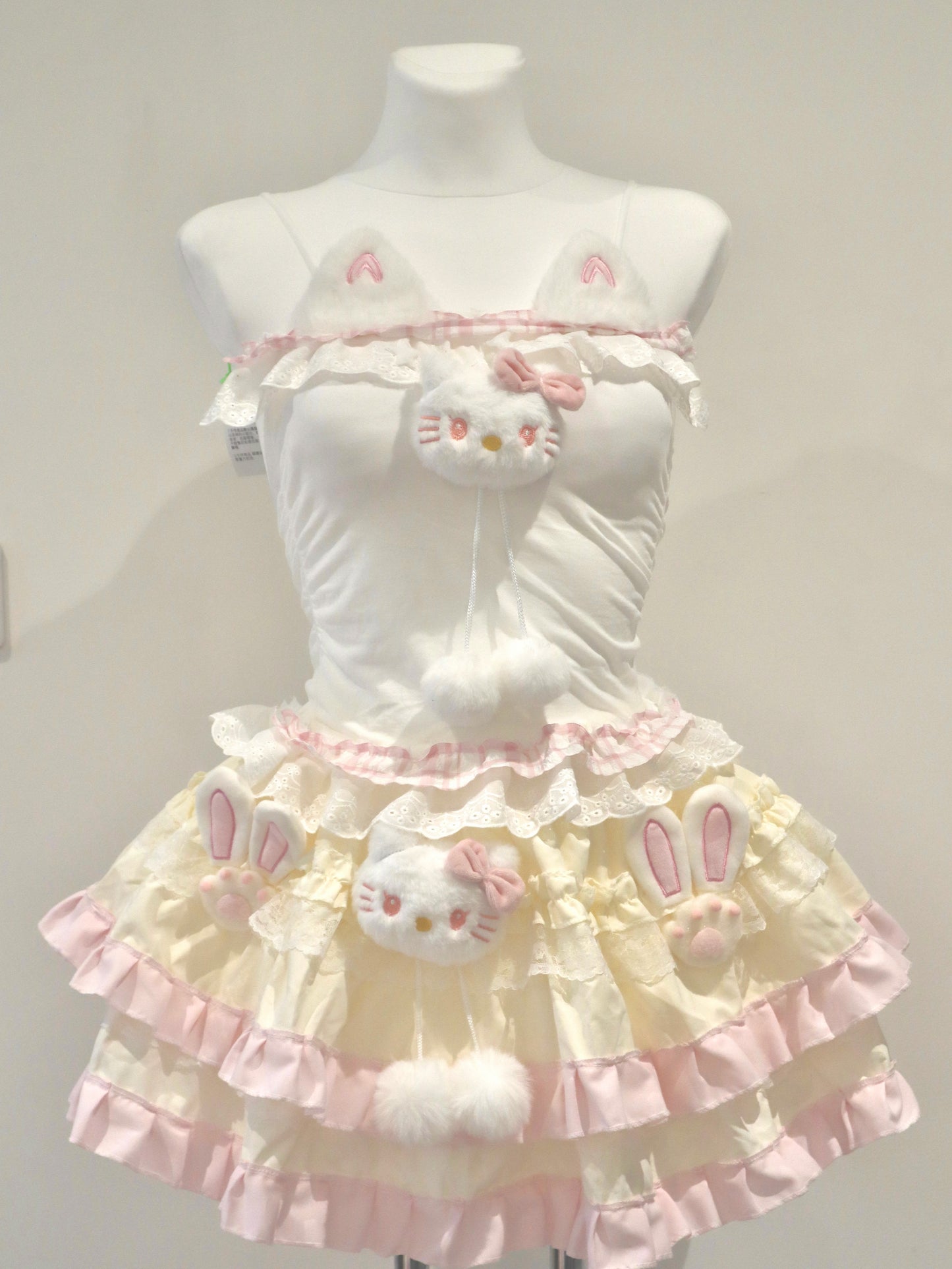 Baby Yellow Kawaii Lace Cake Skirt – Handmade J-Fashion Sweet Ruffle Mini Skirt with Built-in Safety Shorts