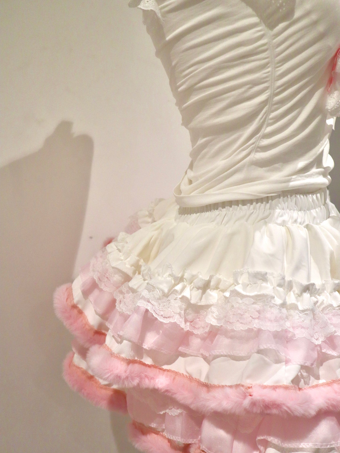 Y2K Fluffy Hello Kitty Handmade Cake Skirt – Kawaii Plush Sweet Mini Skirt with Built-in Safety Shorts