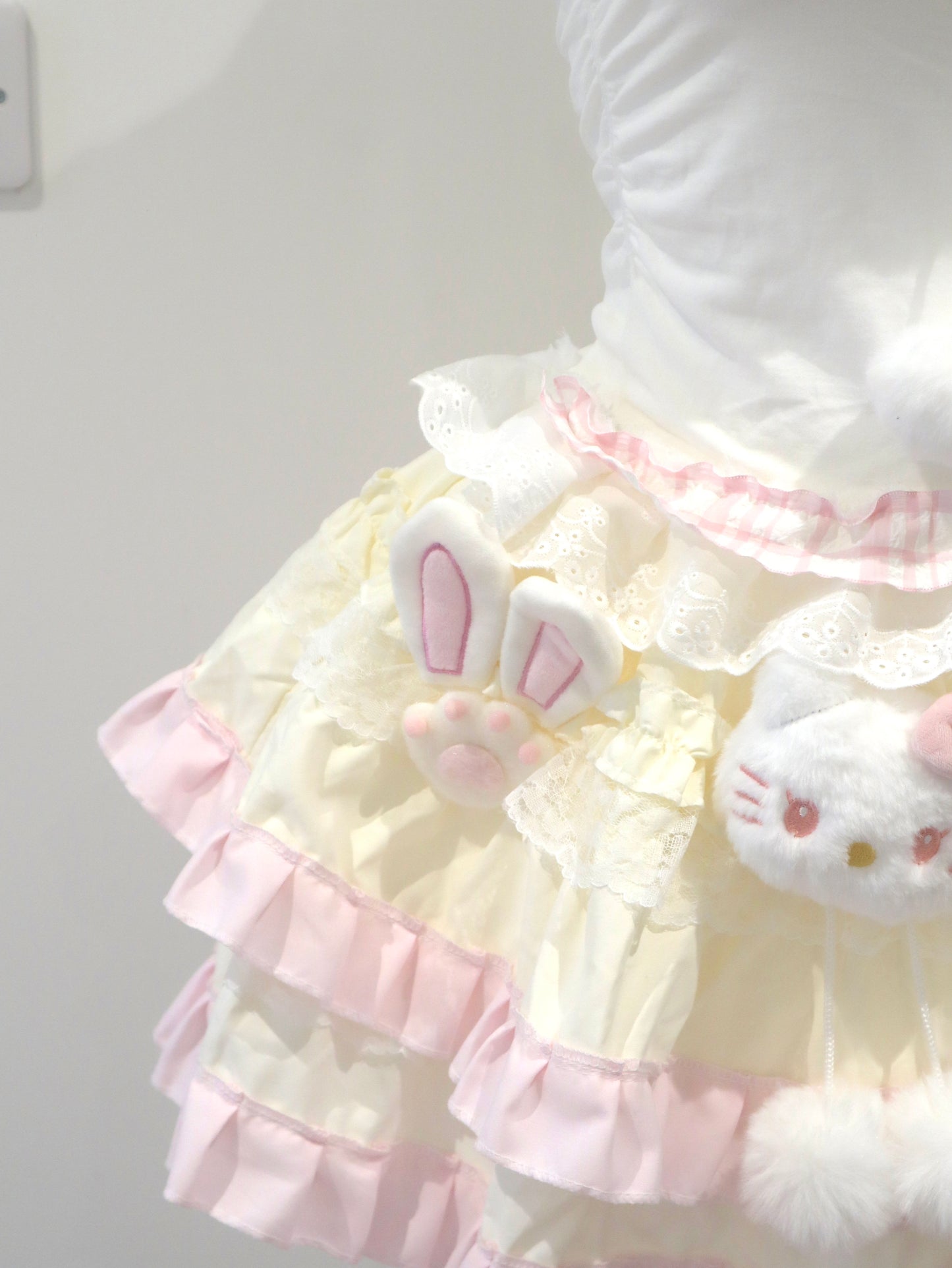 Baby Yellow Kawaii Lace Cake Skirt – Handmade J-Fashion Sweet Ruffle Mini Skirt with Built-in Safety Shorts