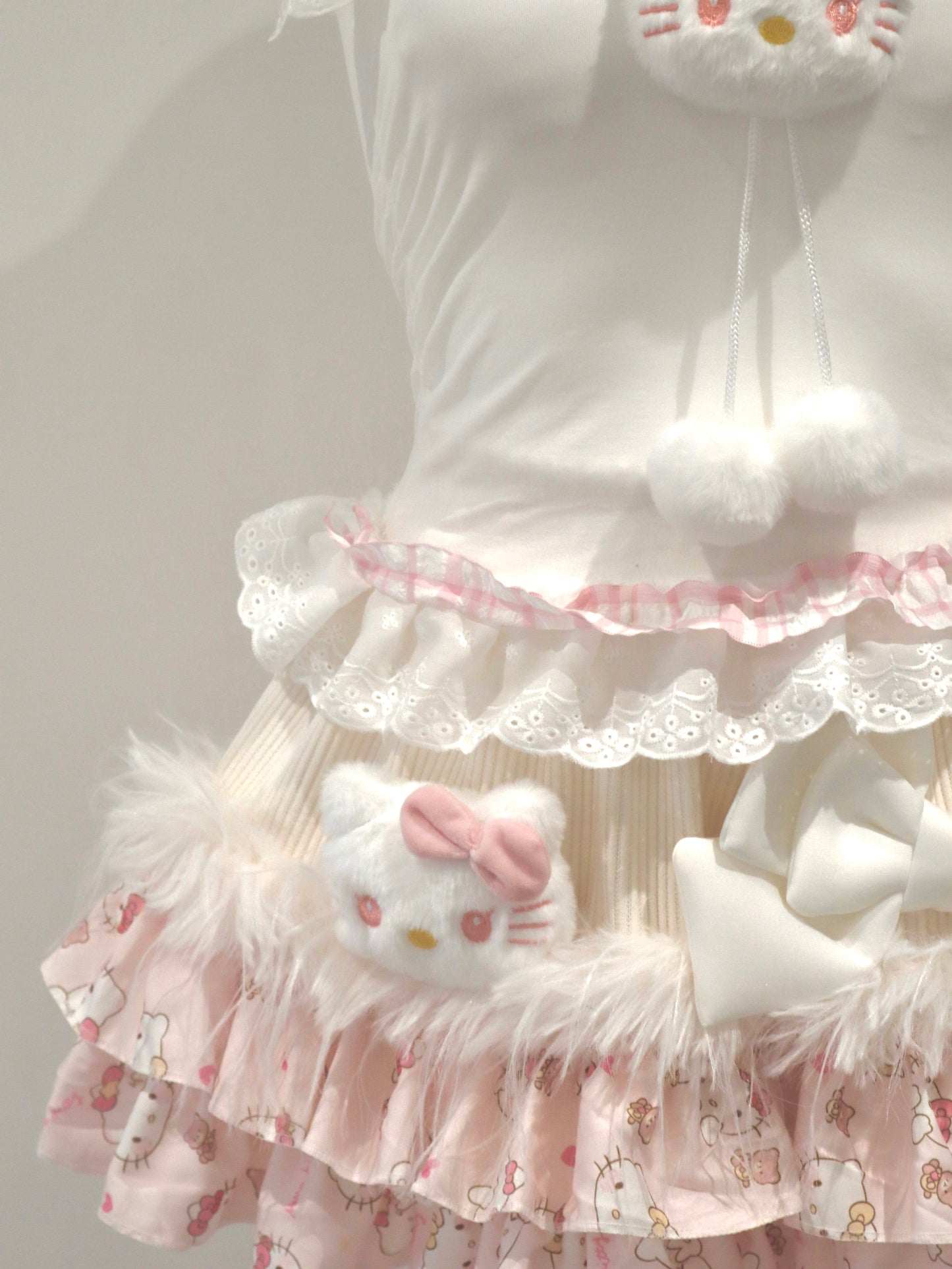 Handmade Hello Kitty Kawaii Cake Skirt – Y2K J-Fashion Sweet Mini Skirt with Built-in Shorts