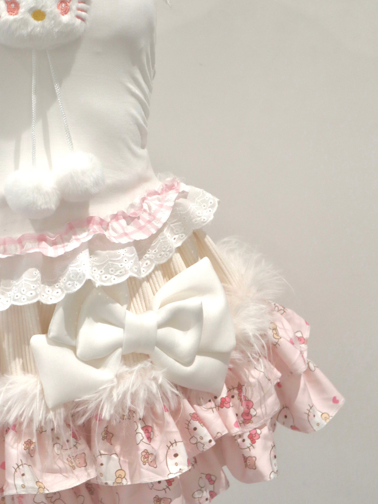 Handmade Hello Kitty Kawaii Cake Skirt – Y2K J-Fashion Sweet Mini Skirt with Built-in Shorts